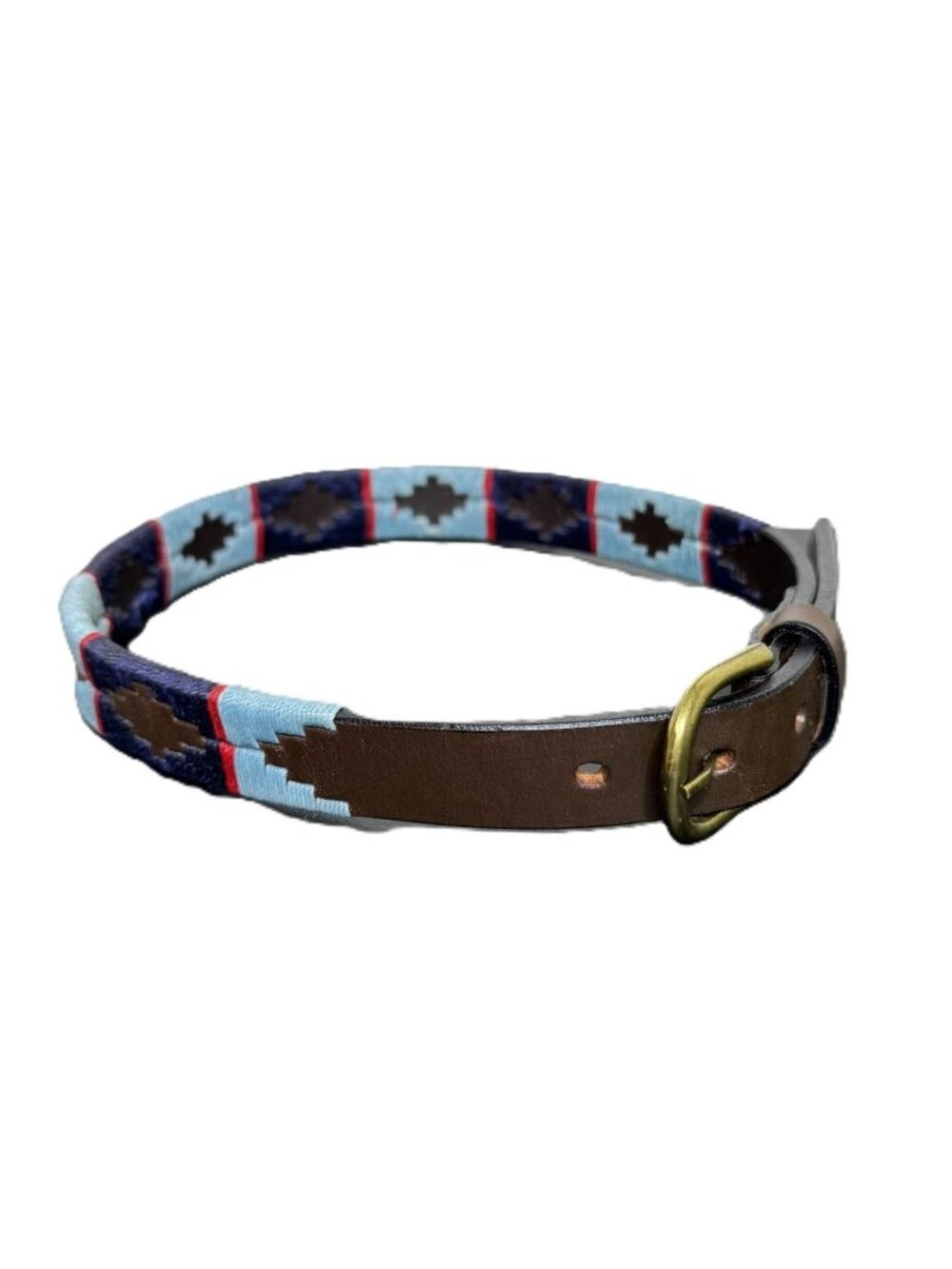Arandu Kids Blue & Red Woven Brown Skinny Pampas Polo Belt, Size 65